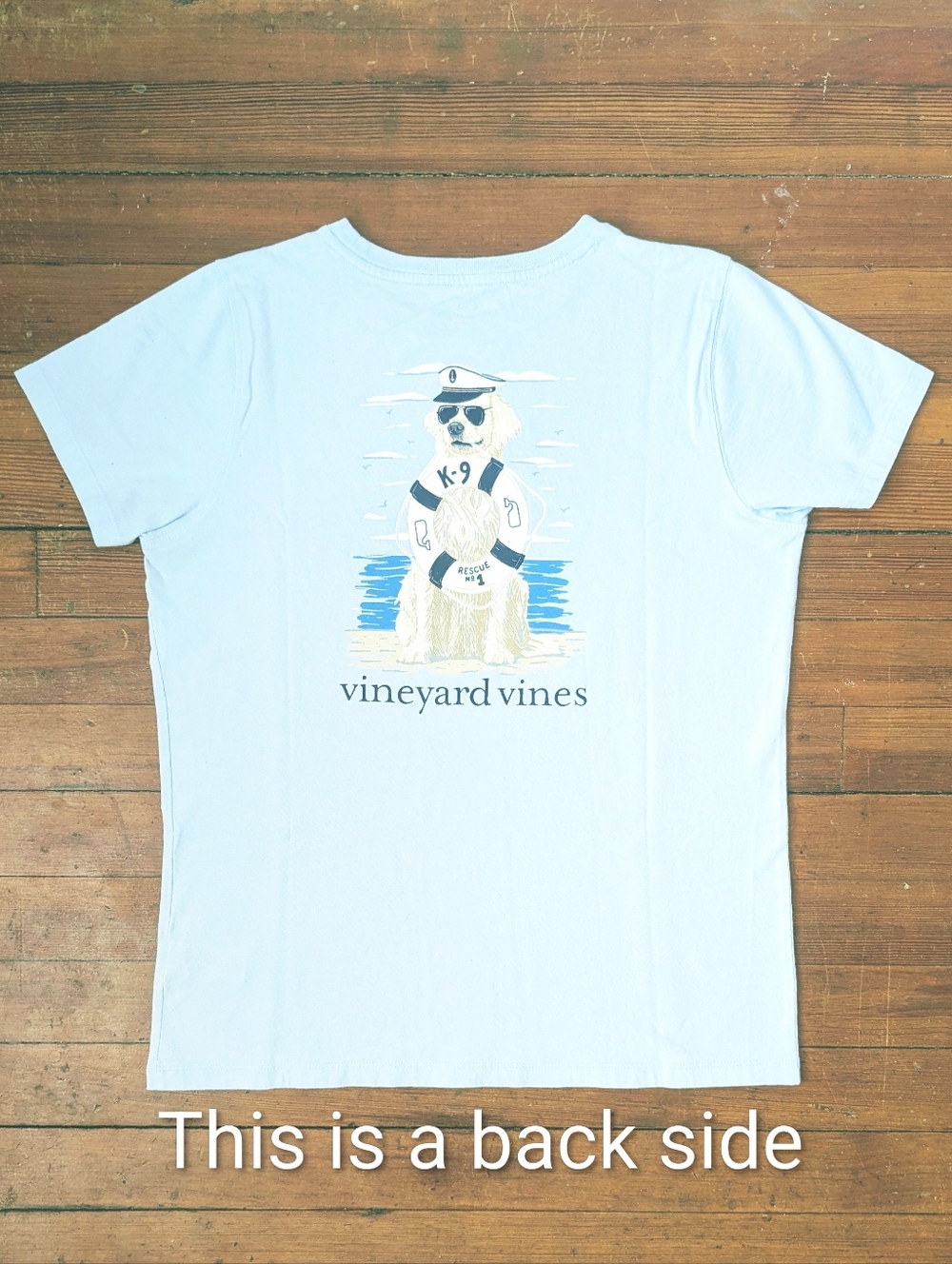 Vineyard Vines K9 Rescue Dog Blue Pocket Graphic Tee M Dog Lovers